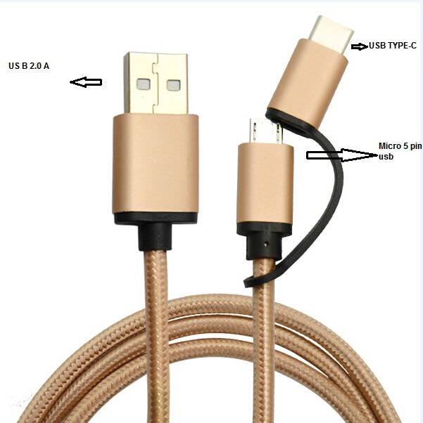 2 in 1 usb type c cable 